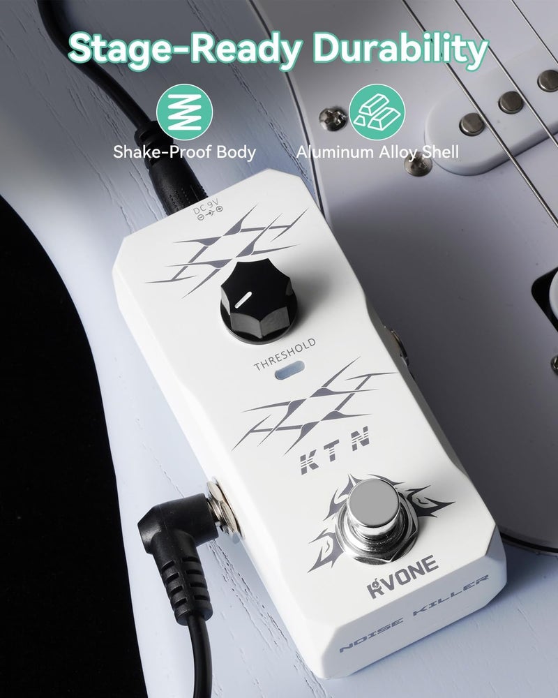 RVONE Noise Gate Guitar Pedal, Intelligent Noise Suppressor Pedal with Smart Threshold Control, Noise Killer Guitar Pedal, True Bypass & Aluminum Case, Analog Guitar Effects Pedal - Image 2